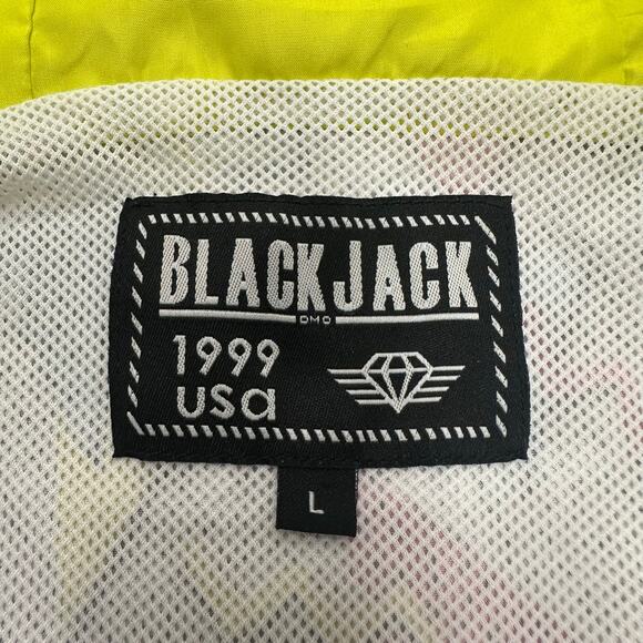 Blackjack 1999 USA retro 90s geometric print windbreaker jacket half zip large - Picture 9 of 12